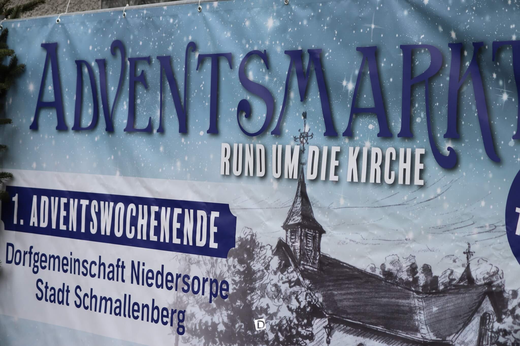 Ausschnitt aus einem Ankündigungsbanner zum Adventsmarkt Niedersorpe